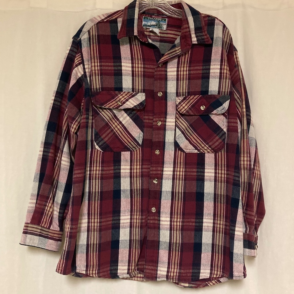 Vintage Oakland Outdoors Button Down Flannel Shirt - Men's Size Large